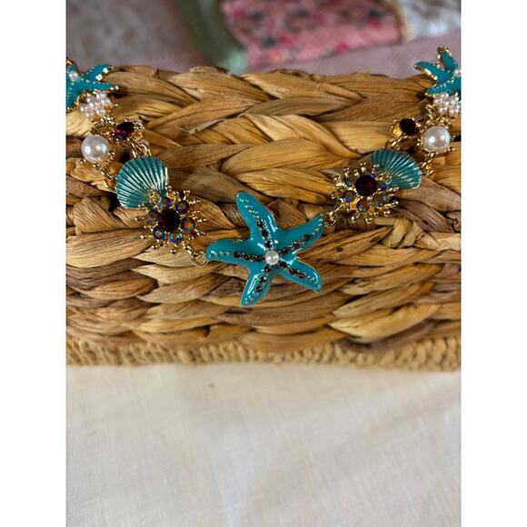 Starfish & Pearl Statement Necklace Turquoise Beads Resort Coastal Chic NWT - Picture 4 of 8